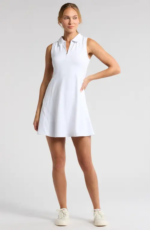 Zella Replay Sleeveless Polo Dress & Shorts Set in White at Nordstrom, Size Medium | Nordstrom