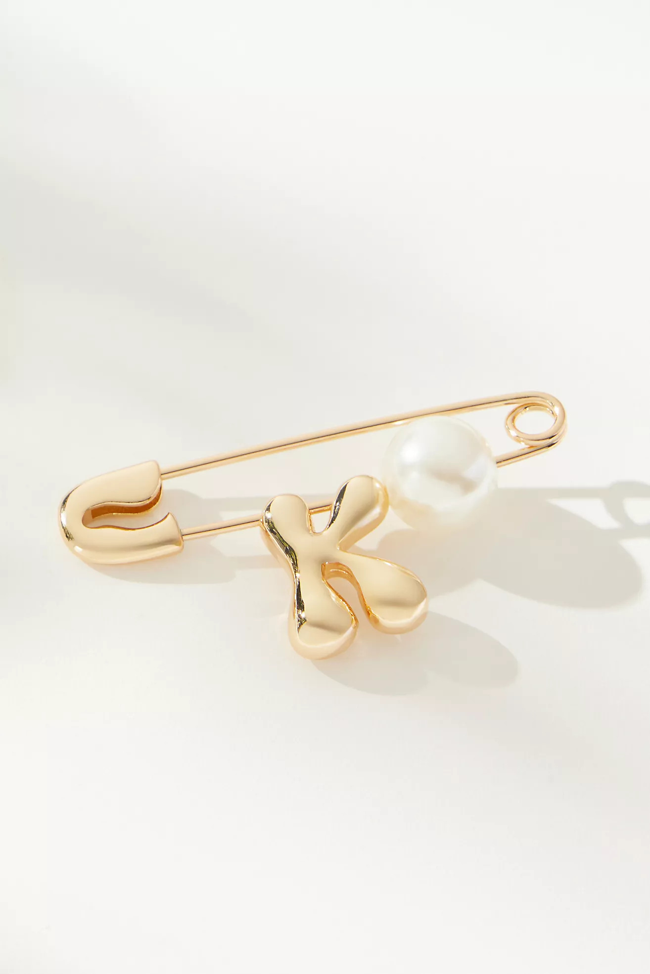 Bubble Letter Monogram Safety Pin Brooch | Anthropologie (US)