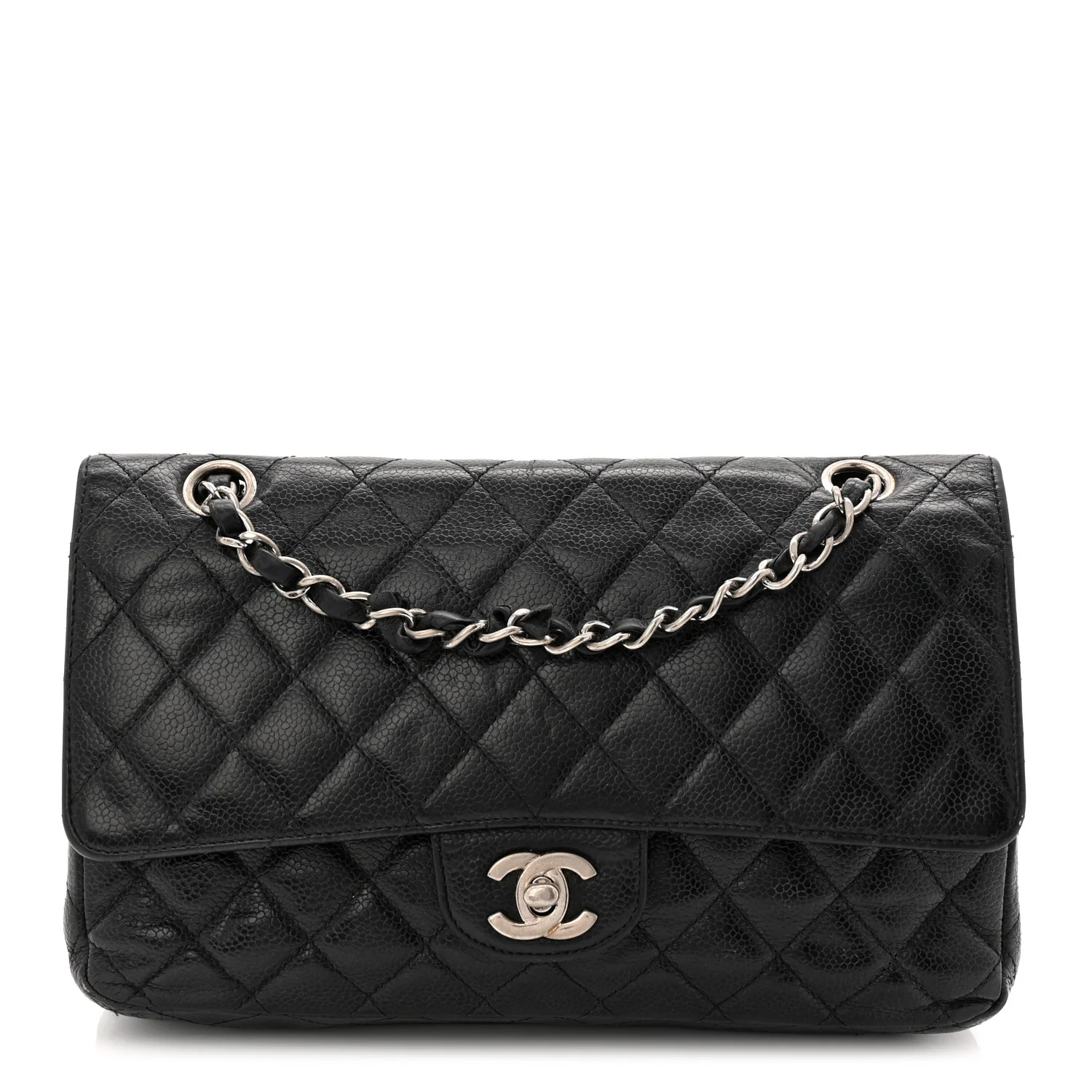 Caviar Quilted Medium Double Flap Black | FASHIONPHILE (US)