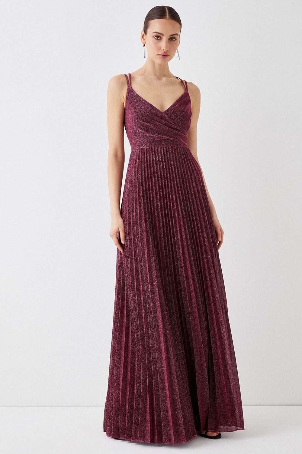 Shimmer Fabric Pleat Skirt Strappy Back Maxi | Coast UK & IE