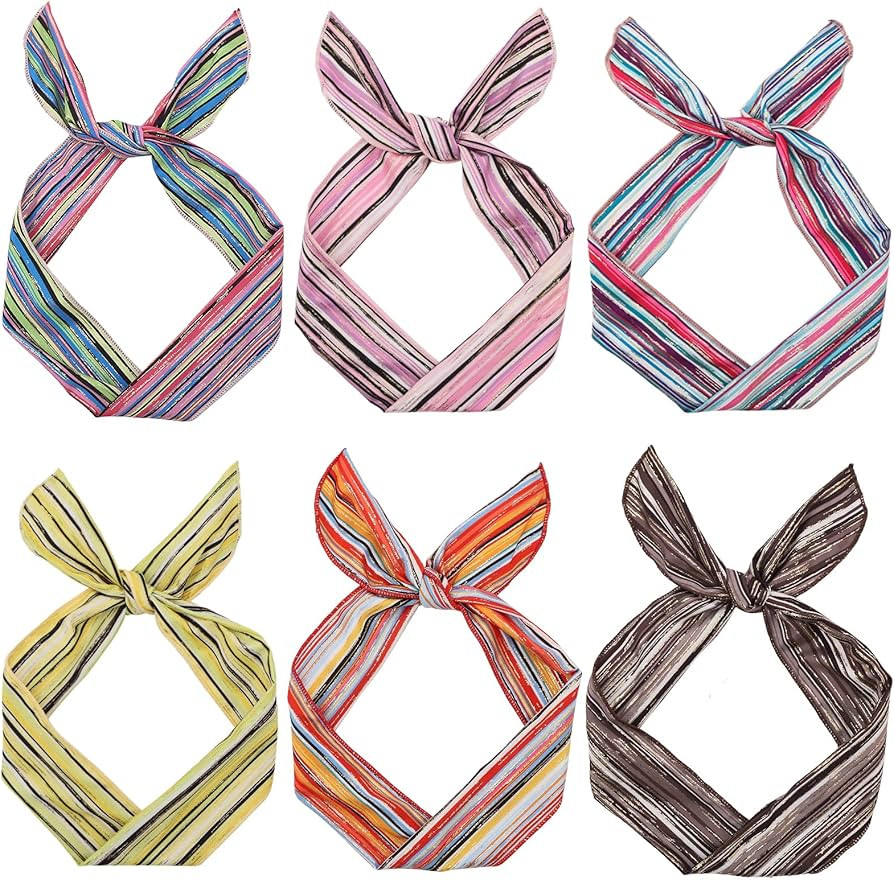 ONEYE Wire Headbands for Women Twist Wired Hair Bands Stripe Bow Wire Headband Fashion Bandana wi... | Amazon (US)