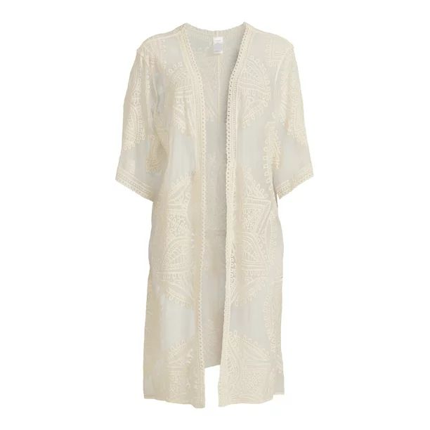 Time and Tru Women’s Ivory Lace Kimono-S/M - Walmart.com | Walmart (US)