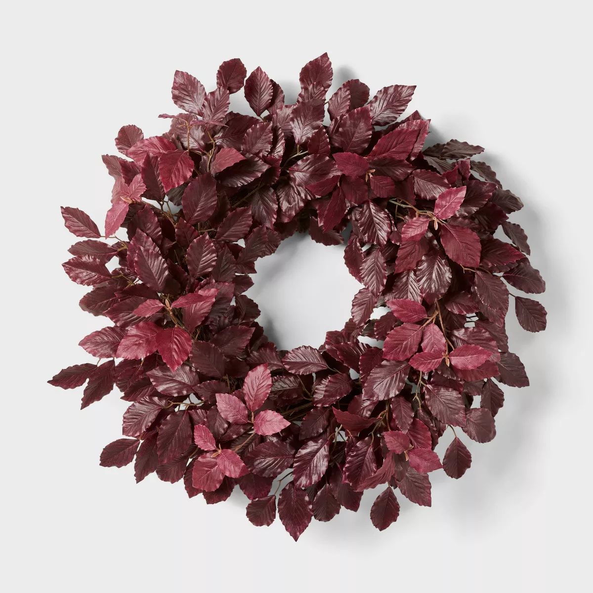 Artificial Leaf Wreath Arrangement Burgundy - Threshold™ designed with Studio McGee | Target