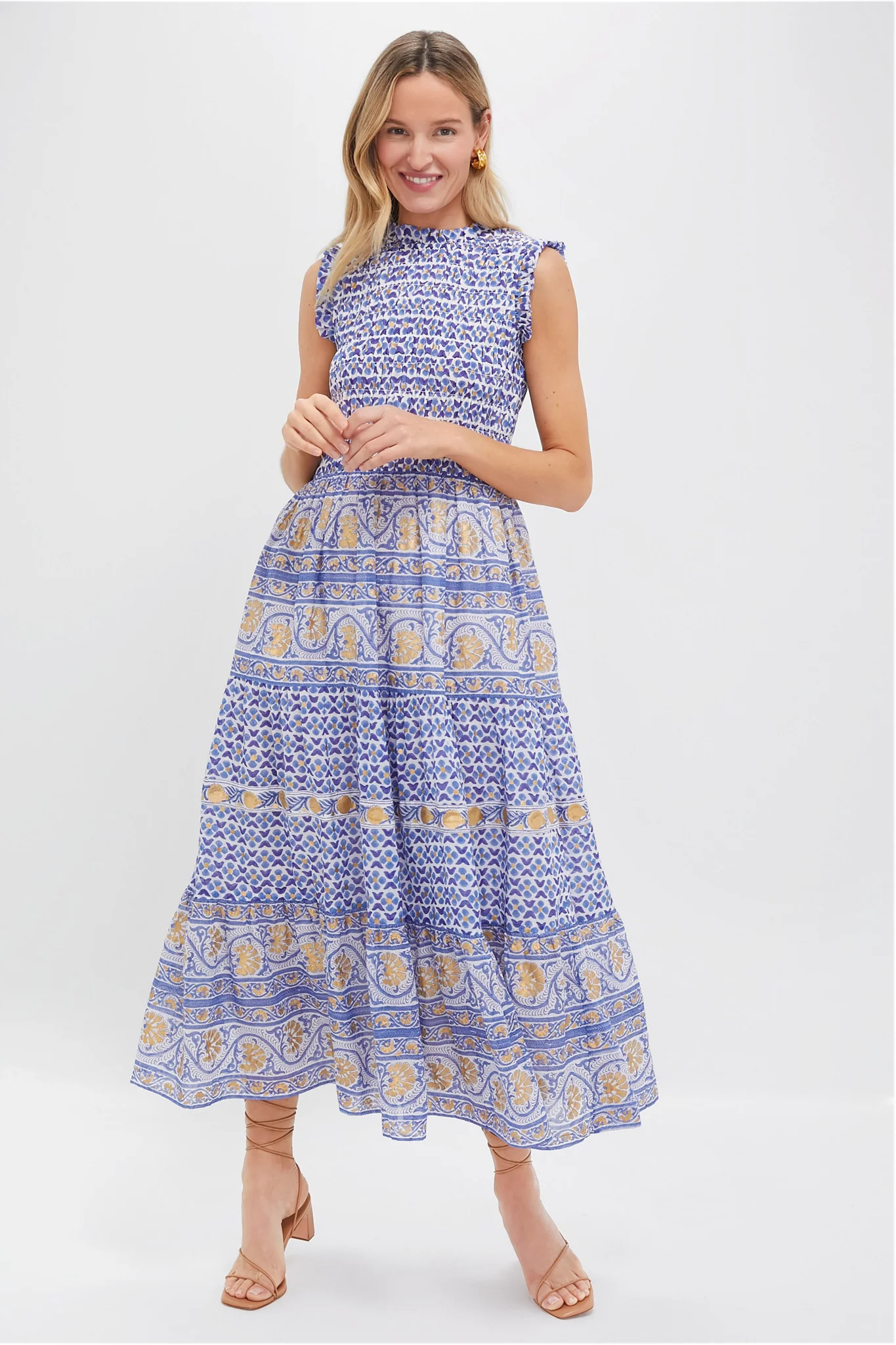 Veranda Blue Sleeveless Smocked Maxi Dress | Tuckernuck (US)