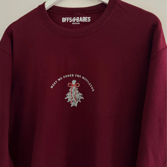 MISTLETOE ♡ holiday junkie x burgundy sweatshirt | BFFS & BABES