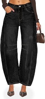 PLNOTME Women's Baggy Boyfriend Jeans Vintage Wide Leg Mid Rise Barrel Denim Ankle Pants | Amazon (US)