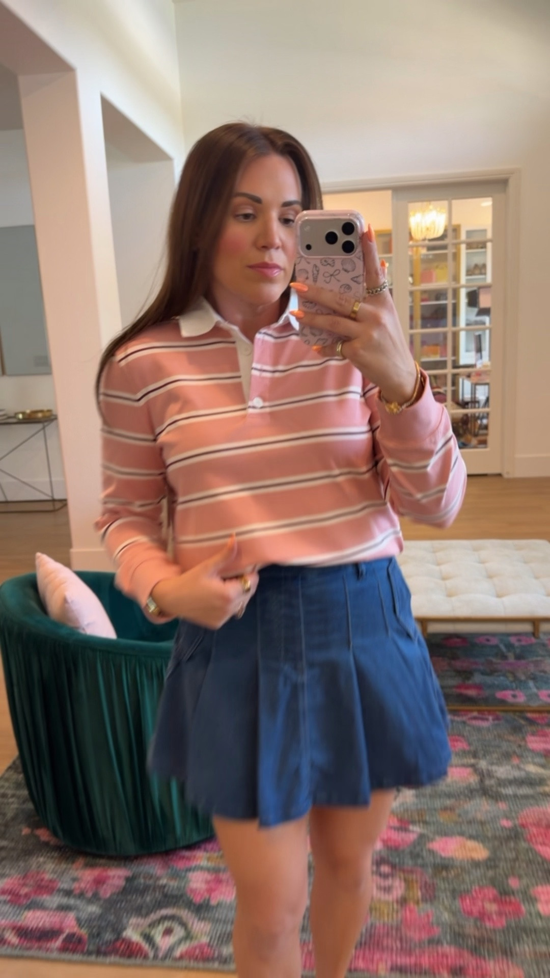 curvy midsize pre-fall look on the Nordstrom Anniversary Sale! wearing size medium in rugby striped top and size large denim plated skort

#LTKSeasonal #LTKMidsize #LTKSaleAlert