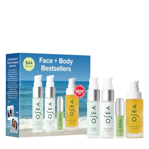 OSEA Bestsellers Set For Face + Body -4-piece Skin Care Set - Body Oil, Face Cleanser, Face Cream, & Hyaluronic Acid Serum - Clean Beauty Travel Set - Ideal for Beauty Gifts | Amazon (US)