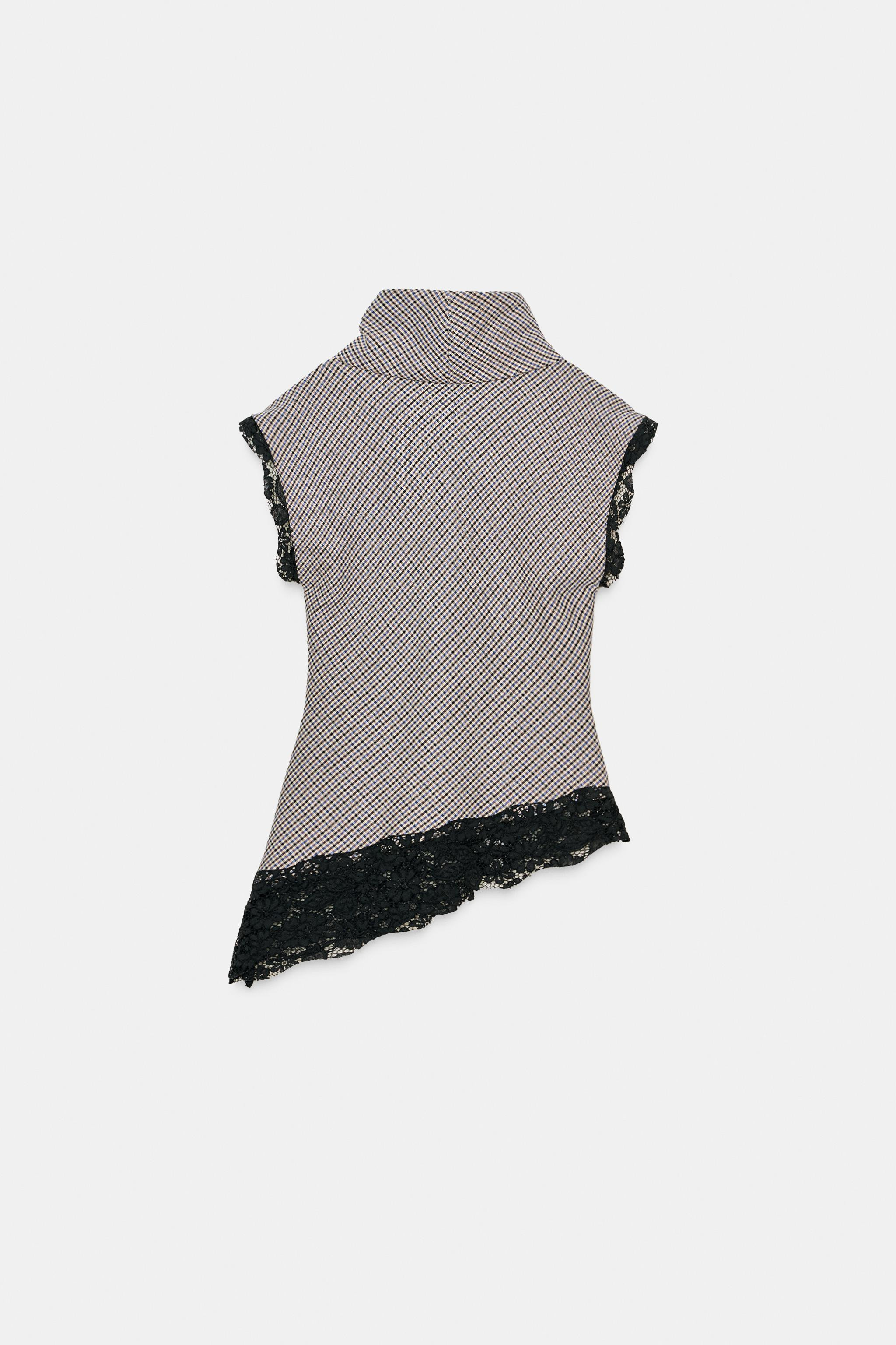 HOUNDSTOOTH LACE TOP | Zara US