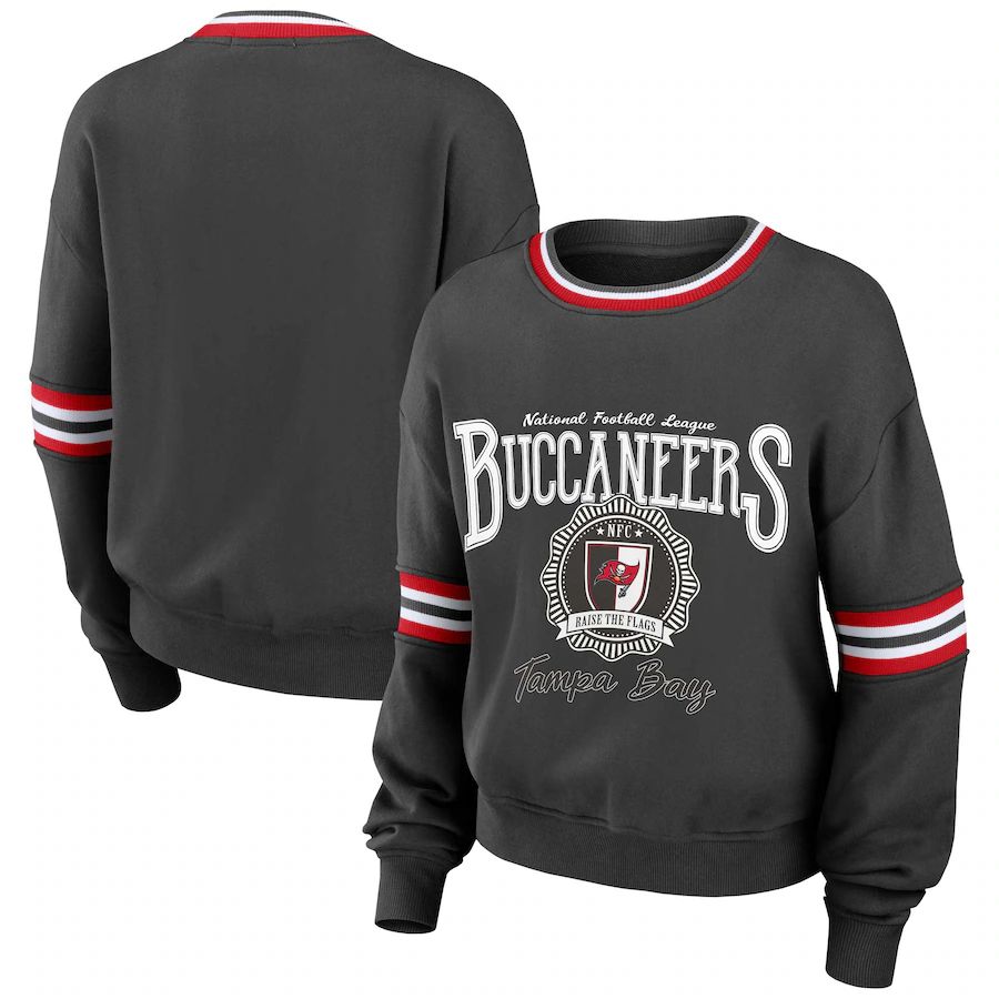 Tampa Bay Buccaneers WEAR by Erin Andrews Women's Prep Crew Sweatshirt - Pewter | Fanatics