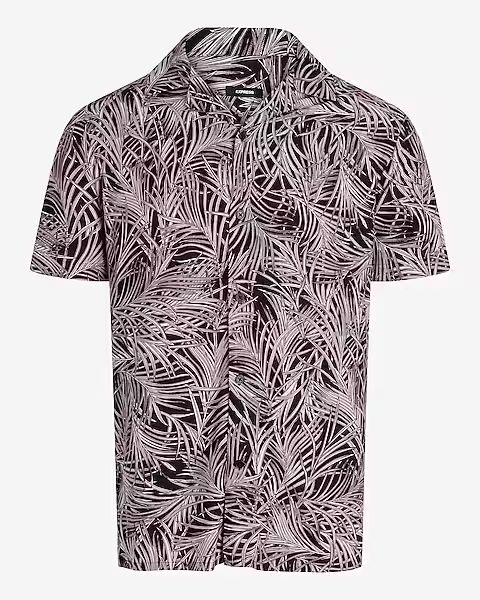 Palm Print Rayon Short Sleeve Shirt | Express (Pmt Risk)