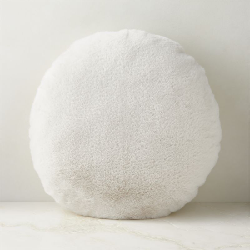Harlee Round Ivory White Faux Fur Throw Pillow 20" + Reviews | CB2 | CB2