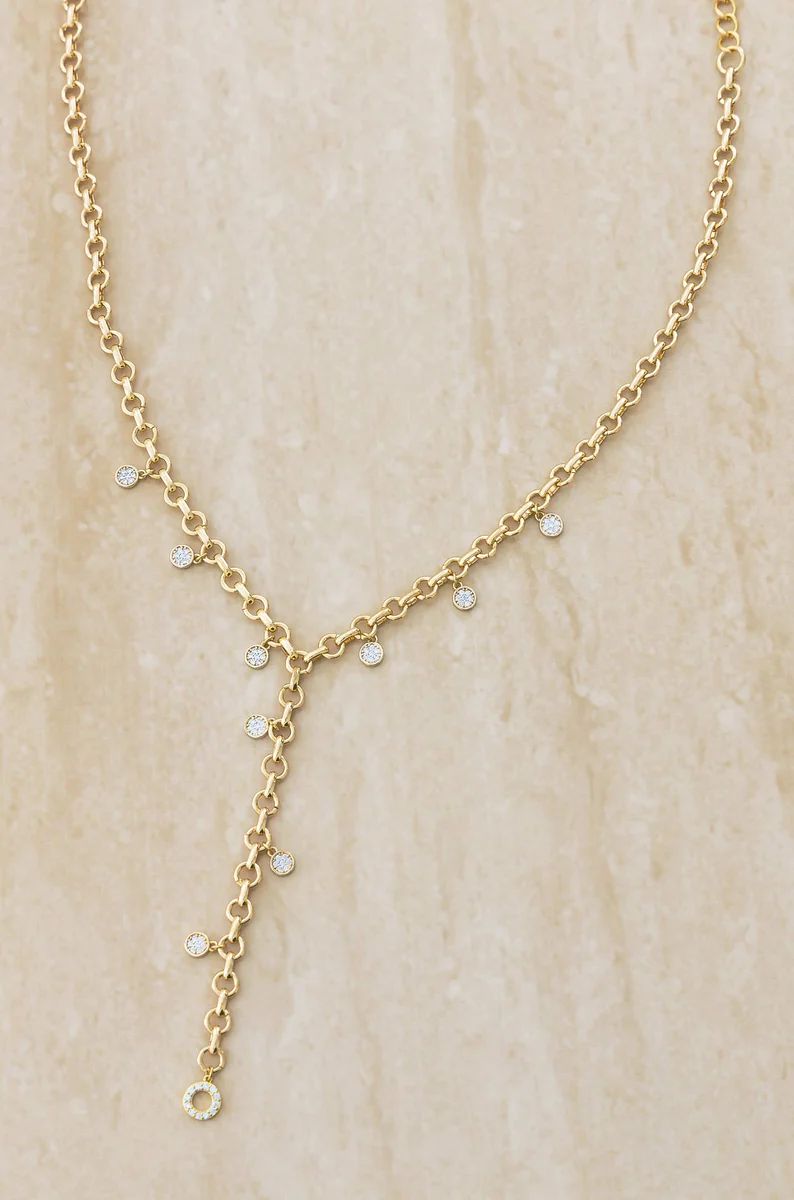 Crystal Sprinkle 18k Gold Plated Chain Lariat | Ettika
