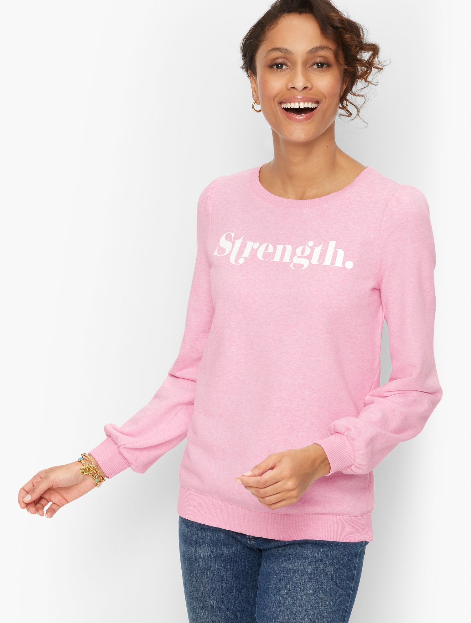 Strength Sweatshirt - True Pink Heather - Large Talbots | Talbots