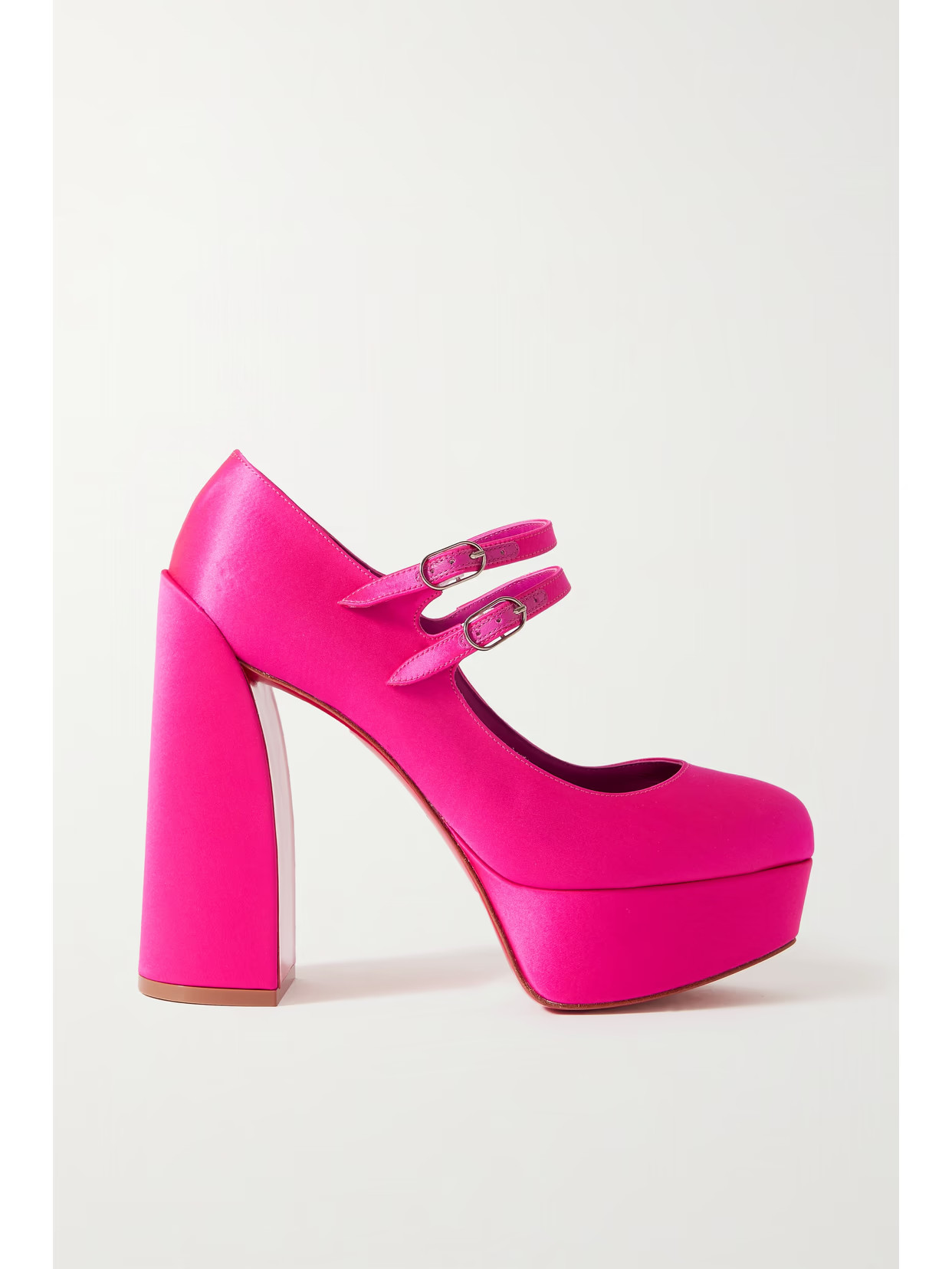 Christian Louboutin - Movida Jane 130 Satin Platform Pumps - Pink | NET-A-PORTER (US)