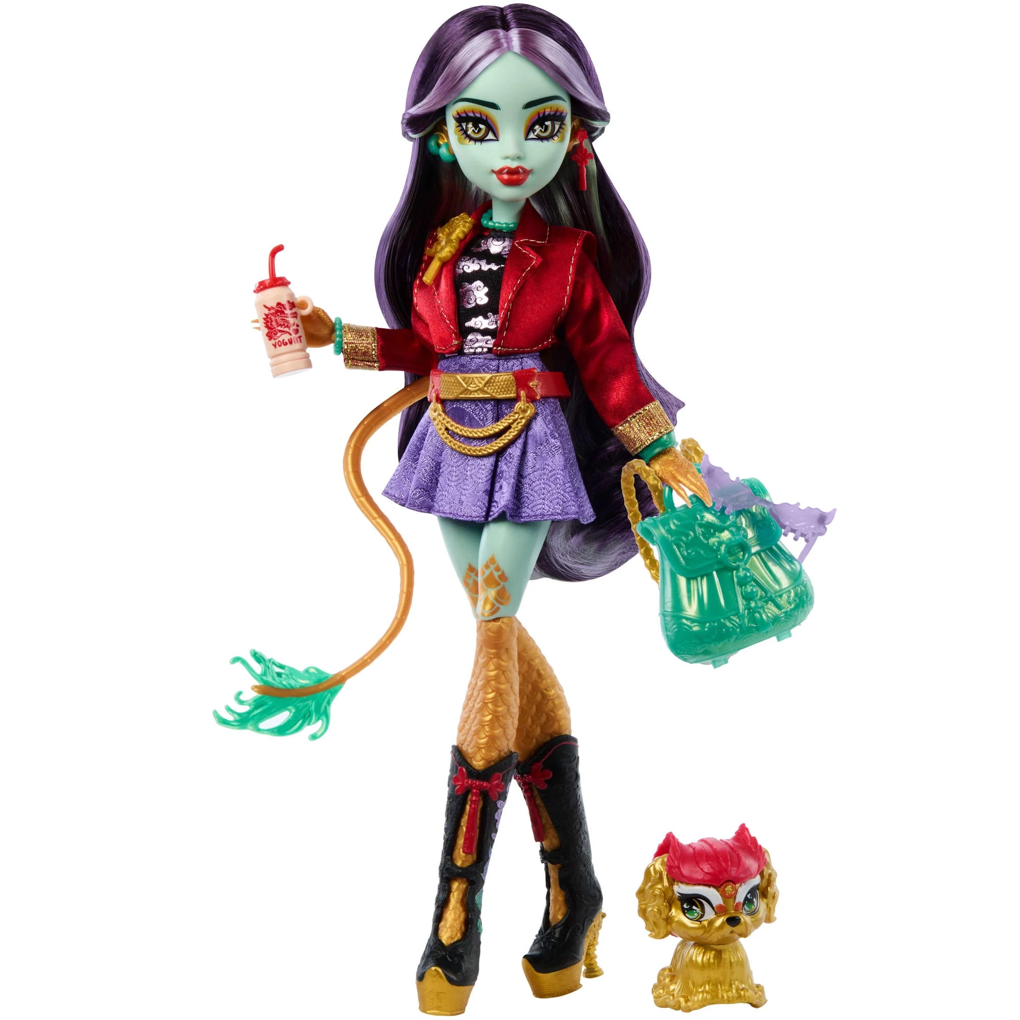 Monster High Jinafire Long Fashion Doll with Pet Dog Cloudy “Yun Yun” and 7 Accessories | Walmart (US)