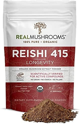 Real Mushroom Reishi Mushroom Powder for Longevity (45 Servings) Vegan, Organic, Non-GMO Reishi Extr | Amazon (US)