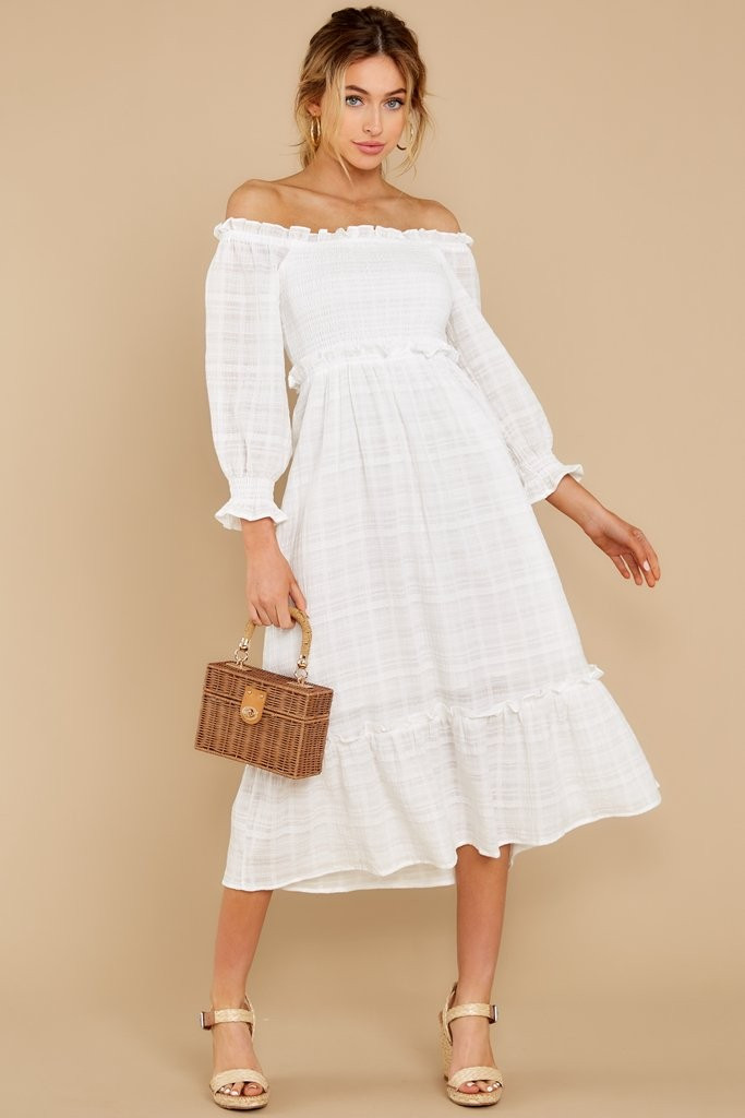 Filled With Hope White Midi Dress | Red Dress 