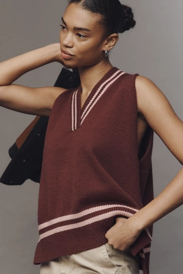 By Anthropologie Sporty V-Neck Sweater Vest | Anthropologie (US)