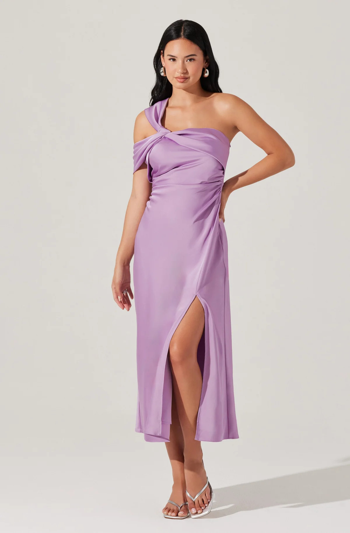 Cersei One Shoulder Midi Dress - Lilac / XS | ASTR The Label (US)