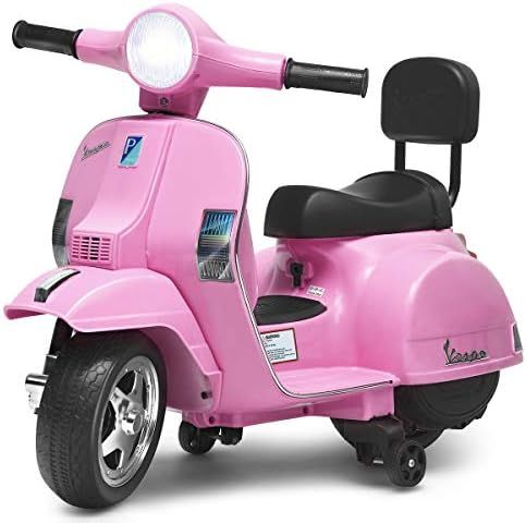 Costzon Kids Vespa Scooter, 6V Battery Powered Ride on Motorcycle w/ Training Wheels, Music & Hor... | Amazon (US)