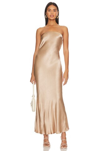 Bec + Bridge Moon Dance Strapless Dress in Golden from Revolve.com | Revolve Clothing (Global)