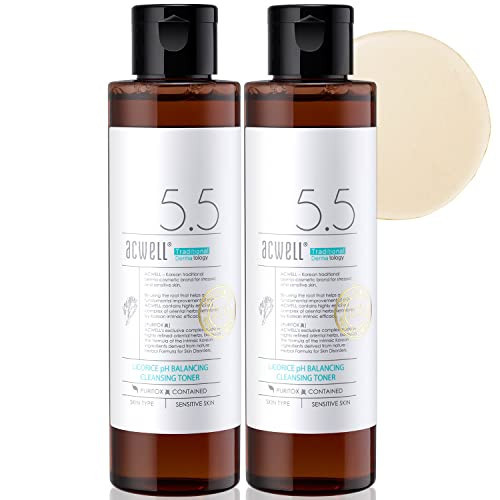 ACWELL Licorice pH Balancing Korean Toner for Cleansing - Alcohol-Free PH5.5 Hydrating Facial Astringent -Skin Clarifying & Hydration Boosting Toner, 5.1 fl.oz. 2 Pack | Amazon (US)