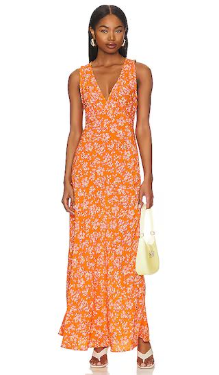Acacia Midi Dress in Audrey Floral Burnt Orange Dress Orange Wedding Guest Dress Orange Outfit | Revolve Clothing (Global)