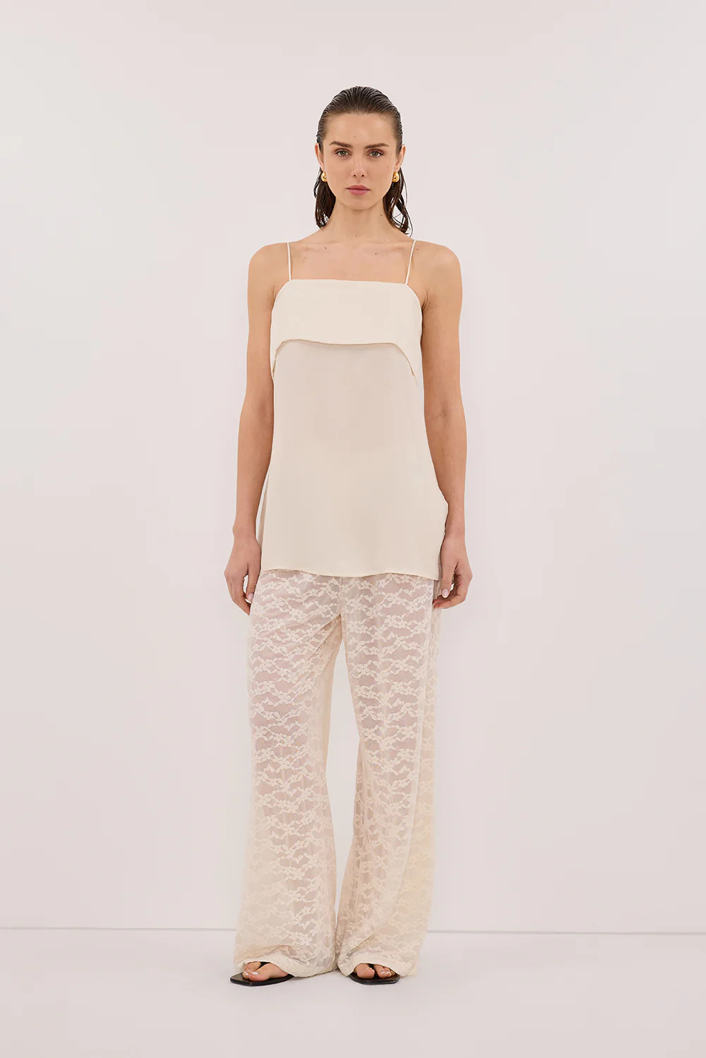 IDA SANDSTONE SLEEVELESS FOLDOVER CAMI TOP | DISSH