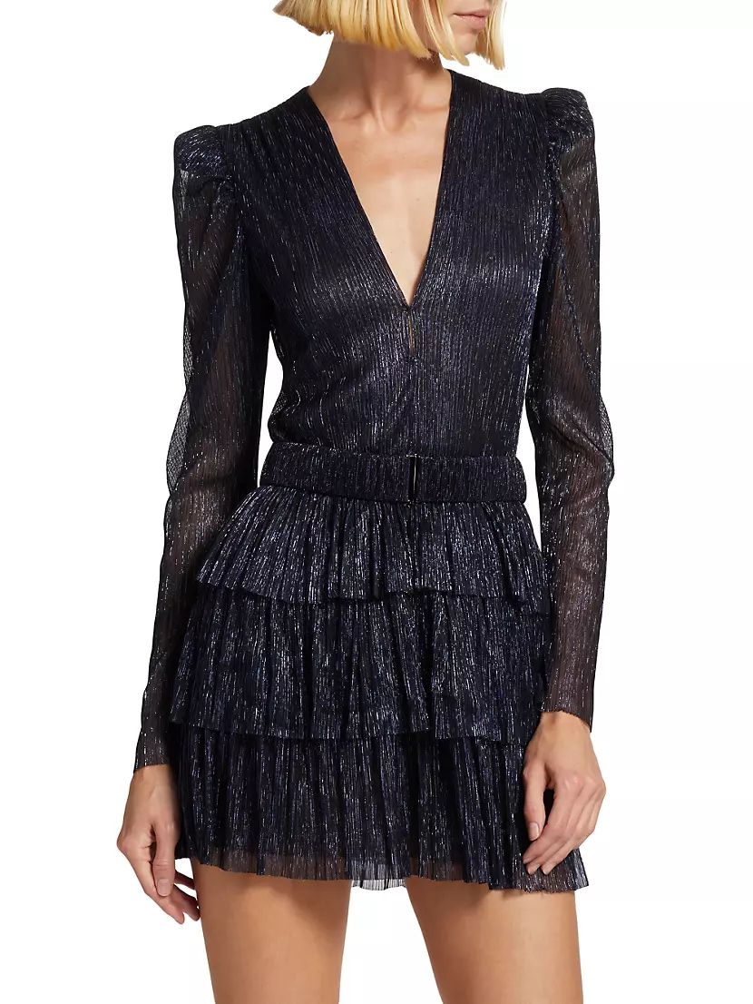 Carry Metallic Foil Ruffled Minidress | Saks Fifth Avenue