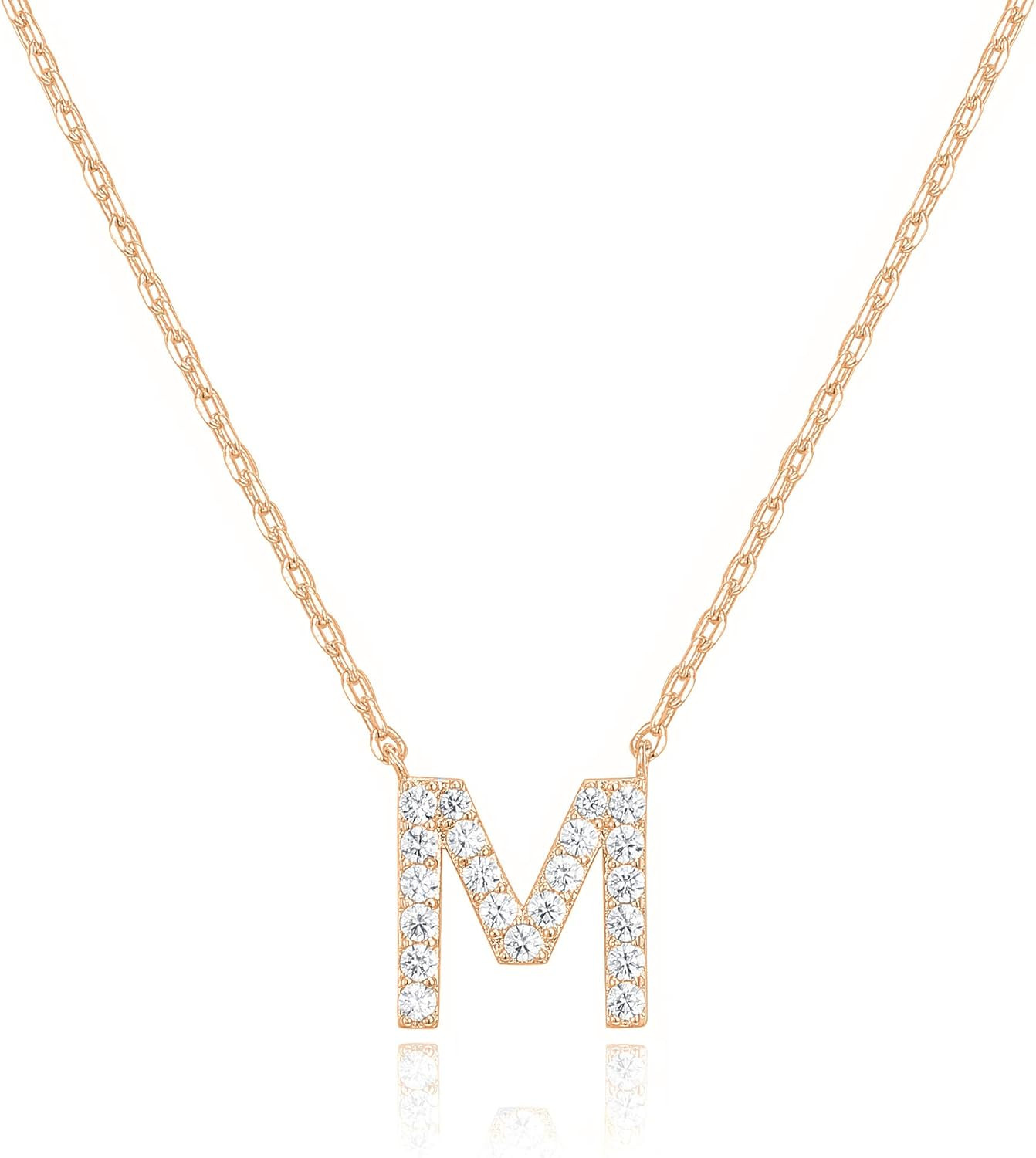 PAVOI 14K Yellow Gold Plated Cubic Zirconia Initial Necklace | Letter Necklaces for Women | Amazon (US)
