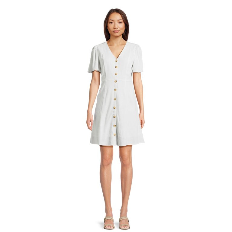 Time and Tru Women's Button Front Mini Dress, Sizes XS-XXXL | Walmart (US)