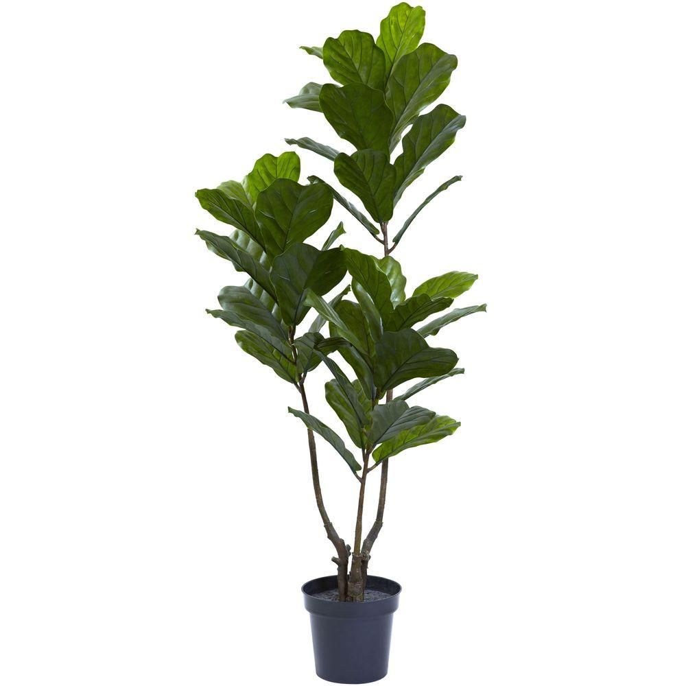 Nearly Natural 65 in. UV Resistant Indoor/Outdoor Fiddle Leaf Tree 5449 - The Home Depot | The Home Depot