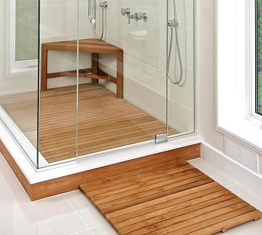 Sky Teak Shower Corner Bench | Pottery Barn (US)