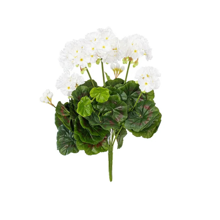 Vickerman 15.25" Artificial White Polyester Geranium Bush | Walmart (US)