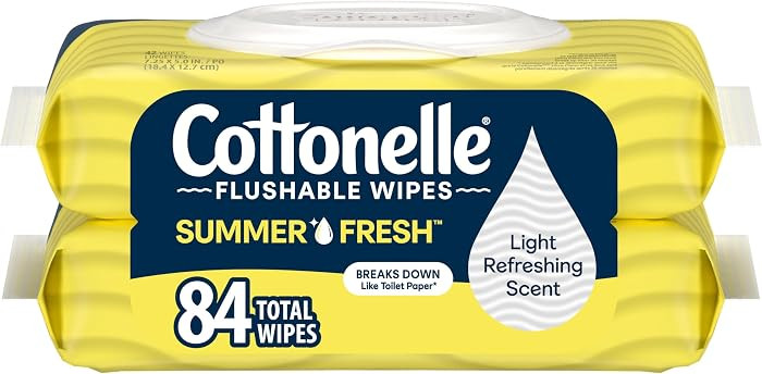 Cottonelle Summer Fresh Scented Flushable Wipes, 2 Flip-Top Packs, 42 Wet Wipes per Pack | Amazon (US)