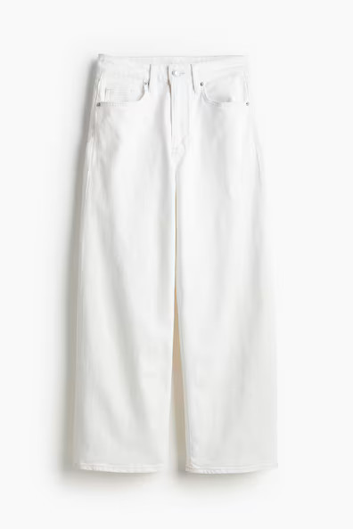 H & M - High Rise Wide Leg Cropped Jeans - White | H&M (US + CA)