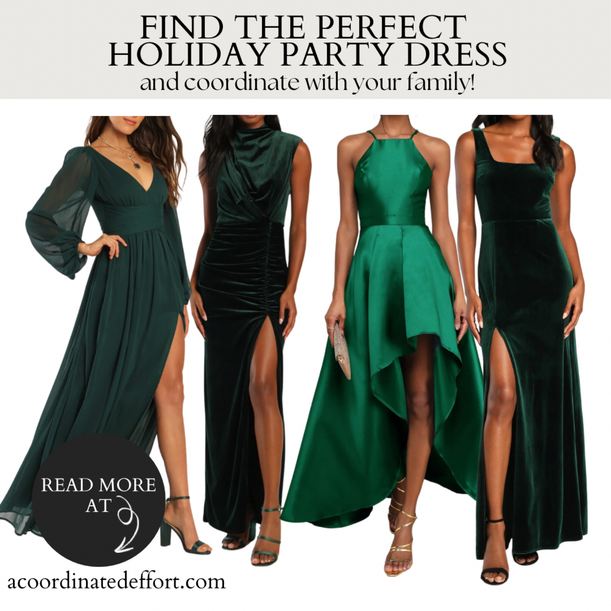 A classy green dress = perfect holiday outfit for so many occasions:
✔️ formal family photos for Christmas cards
✔️ work holiday party dress 
✔️ formal New Year’s Eve wedding guest dress

#LTKHoliday #LTKParties #LTKFamily