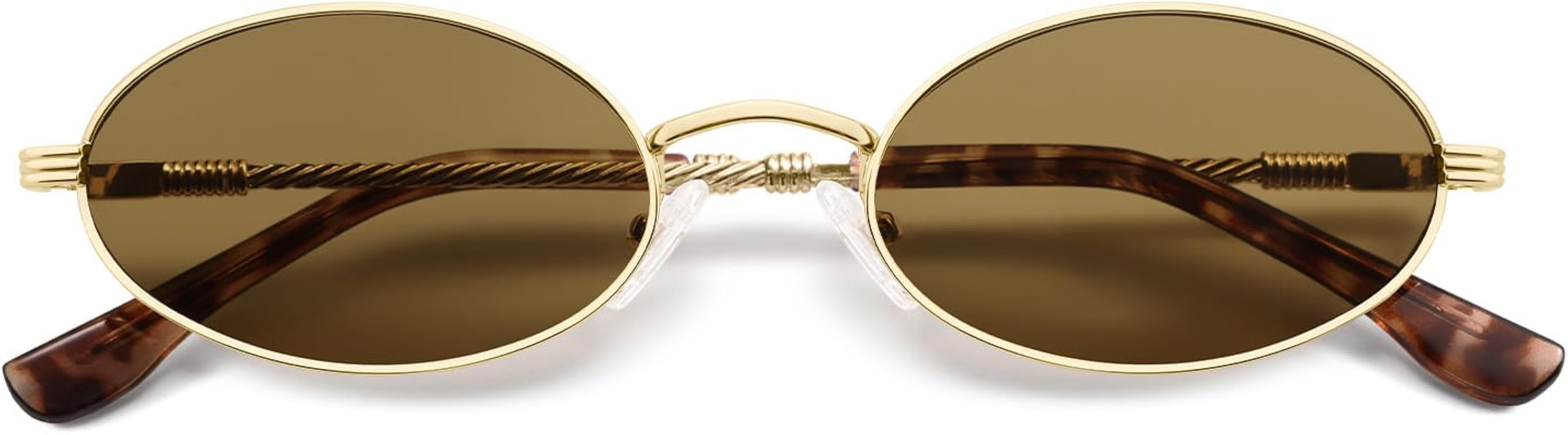 Retro Oval Cat Eye Sunglasses for Women Y2k Trendy Narrow 90s Sunnies Designer Sun Glasses AP3721 | Amazon (US)