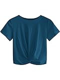 MakeMeChic Women's Summer Crop Top Solid Short Sleeve Twist Front Tee T-Shirt | Amazon (US)