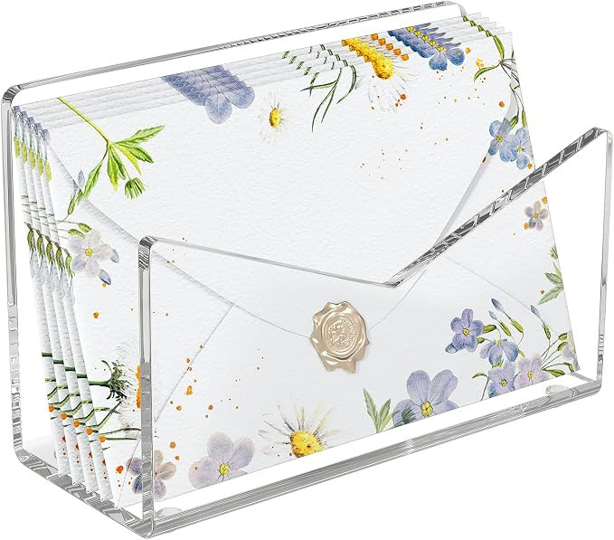 KTRIO Acrylic Mail Holder, Clear Mail Organizer Countertop, Letter Envelope Holder for Desk, Mail... | Amazon (US)