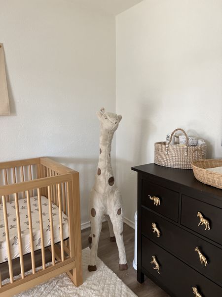 Nursery Spotlight - Added this JUMBO Giraffe and gold animal drawer knobs as finishing touches to Ez’s safari themed nursery.

Also linked - Changing Basket, Crib, Crib Sheets, and Diaper Caddy

#LTKbaby #LTKhome #LTKkids