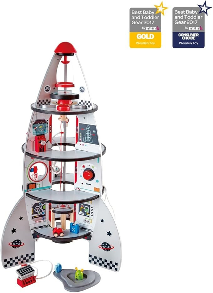 Hape Four-Stage 20 Piece Durable Wooden Rocket and Spaceship Toy for Children, L: 18.8, W: 18.8, ... | Amazon (US)