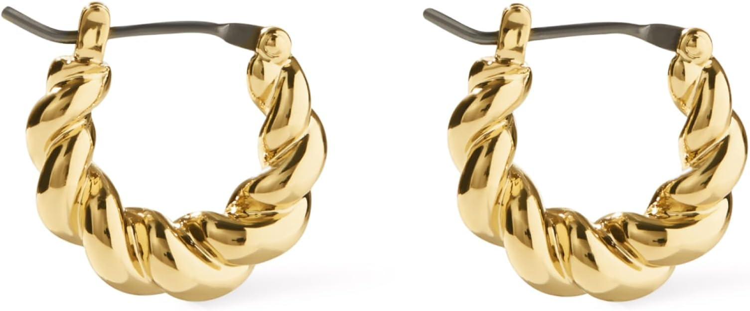 Ana Luisa Gold Earrings - Twisted Huggie Hoop Earring - 14K Gold Plated Chunky Braided Hoop Earri... | Amazon (US)