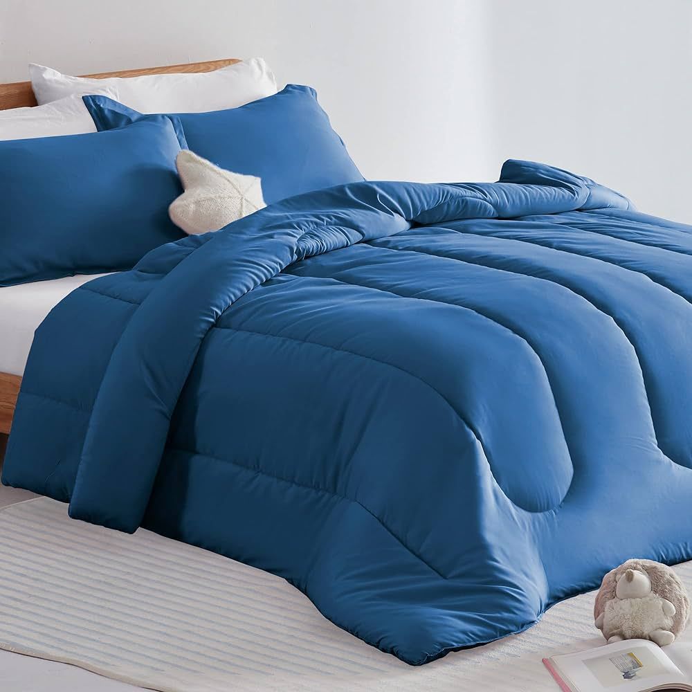 SLEEP ZONE Kids Blue Bedding Twin Comforter Set - Super Soft & Cute Printed 2-Piece Comforter Set... | Amazon (US)