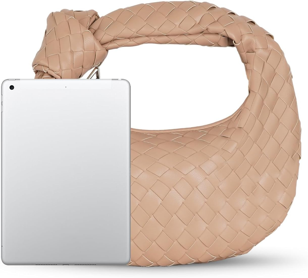 JBB Women Woven Hobo Handbags PU-Leather Shoulder Bags Knotted Clutch Purse Small Tote Bags | Amazon (US)