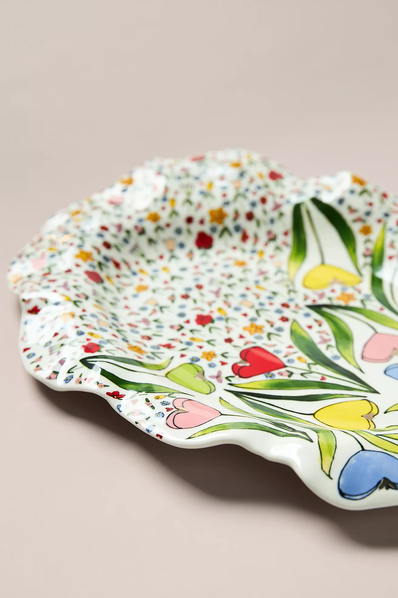 The Mud Fairy Blooming Hearts Stoneware Platter | Anthropologie (US)