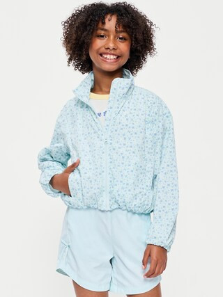 Printed Full-Zip Bubble-Hem Jacket for Girls | Old Navy (US)