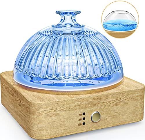 Glass Dome Essential Oil Diffuser with Glass Reservoir & Wood Base-Plastic Free , 200ml Ultrasoni... | Amazon (US)
