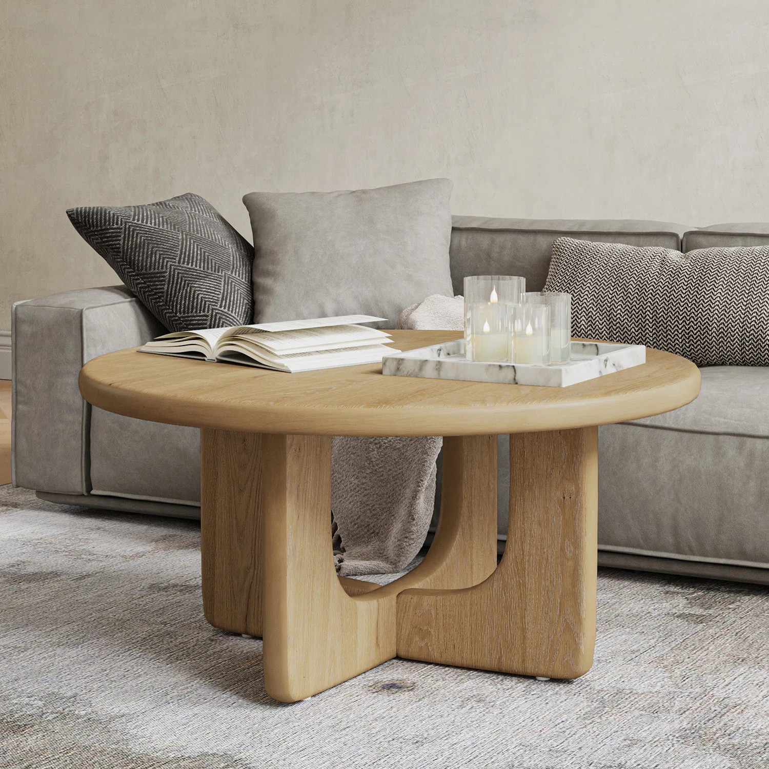 Gala Modern Round Coffee Table With Solid Wood Legs | Wayfair North America